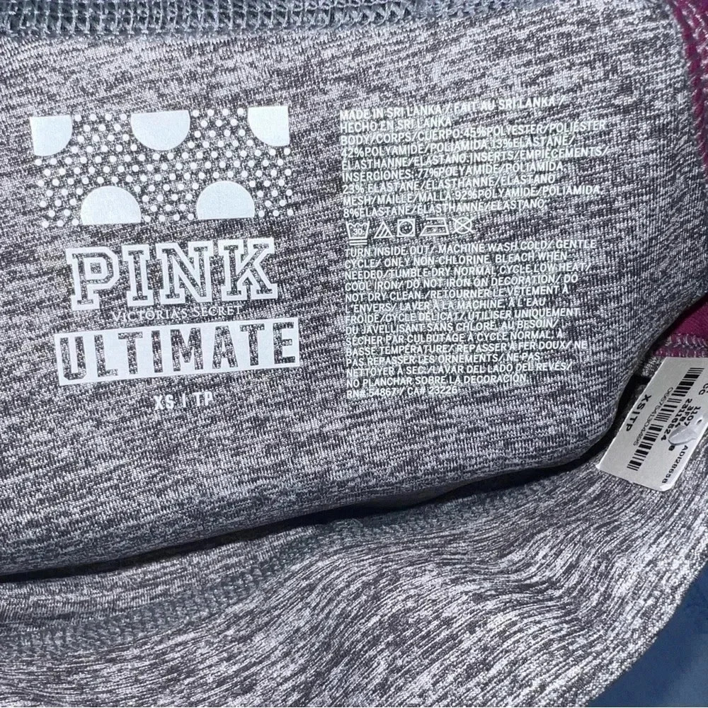 PINK‎ NWT Ultimate Gray and Purple Full Length Active Leggings Size XS - Picture 3 of 6